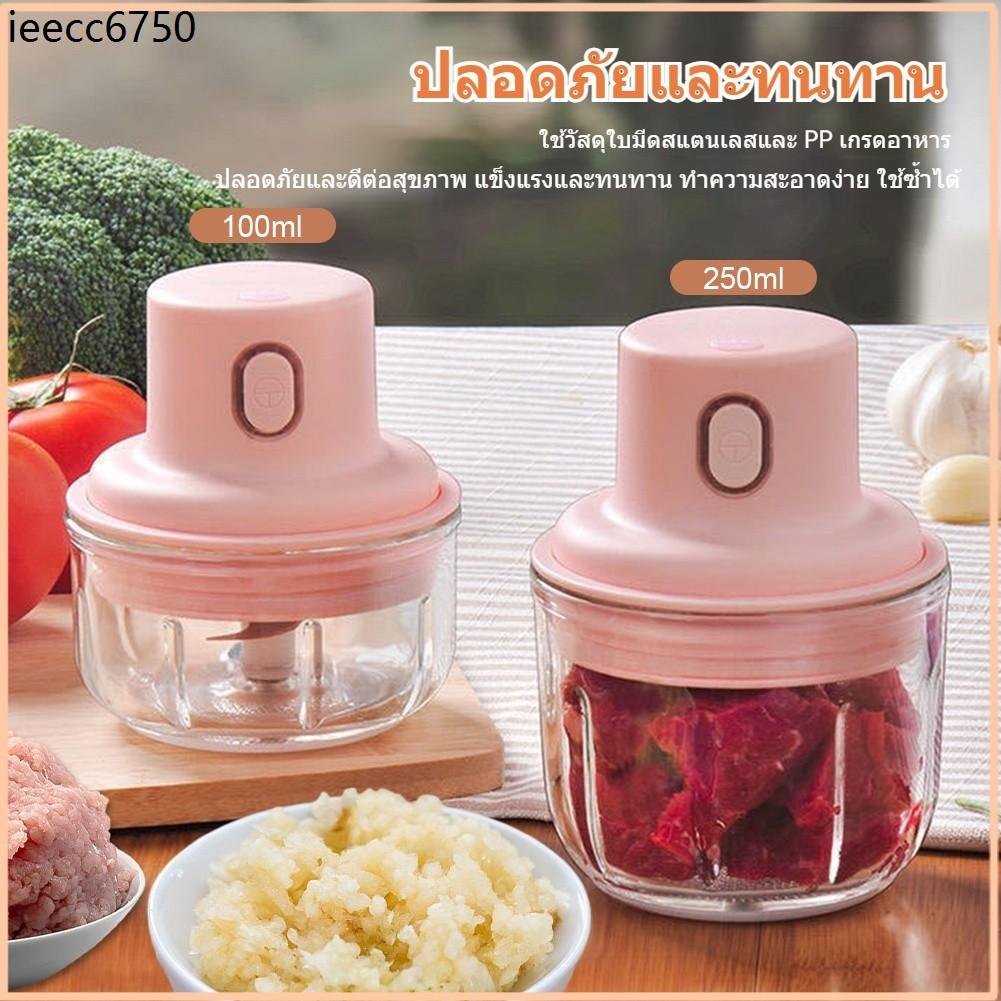 เครื่องปั่นกระเทียมไฟฟ้า พริก 100/250มล. เครื่องปั่นละเอียดไร้สาย USB เครื่องบดเนื้อ เครื่องปั่นอาหารขนาดเล็ก