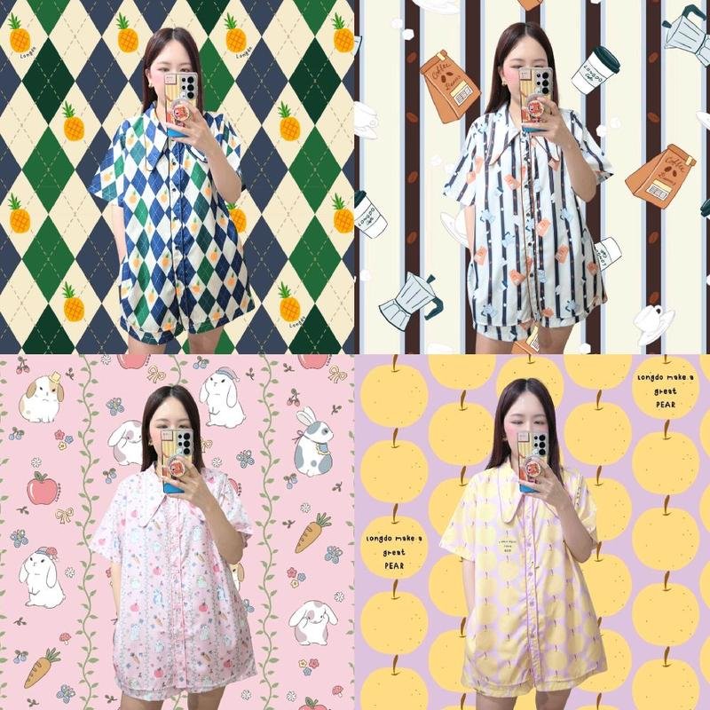 Charm set ชุดเซ็ทเสื้อกุ๊นปก กางเกงขาสั้น มีซับใน